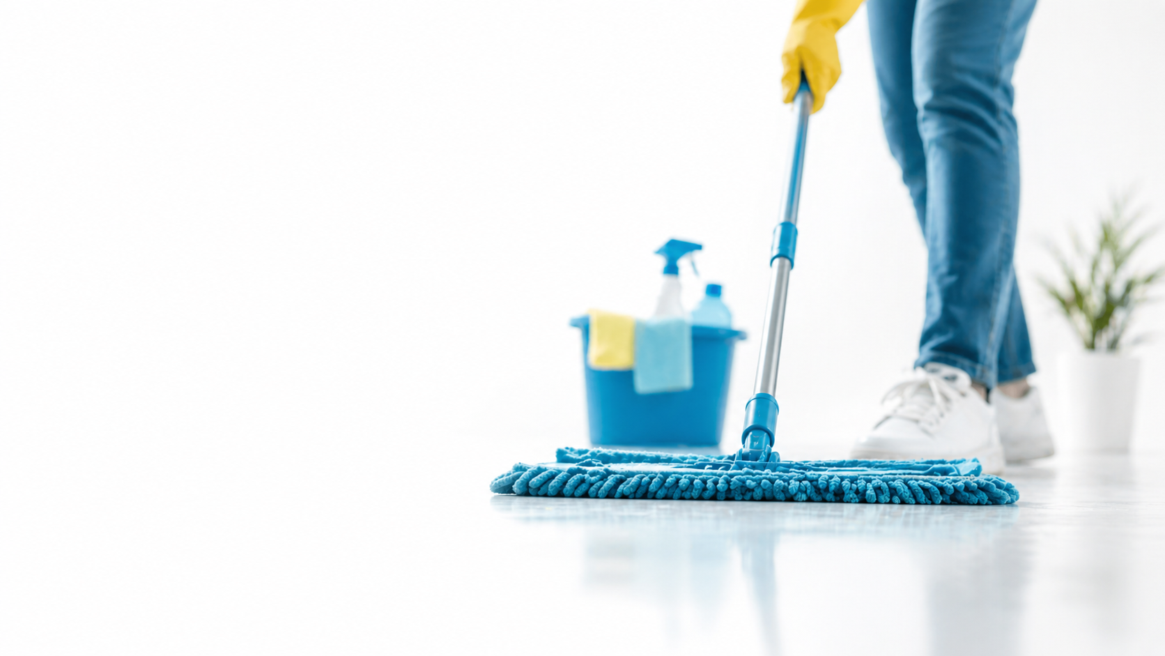 Residential cleaning professional carefully cleaning a home